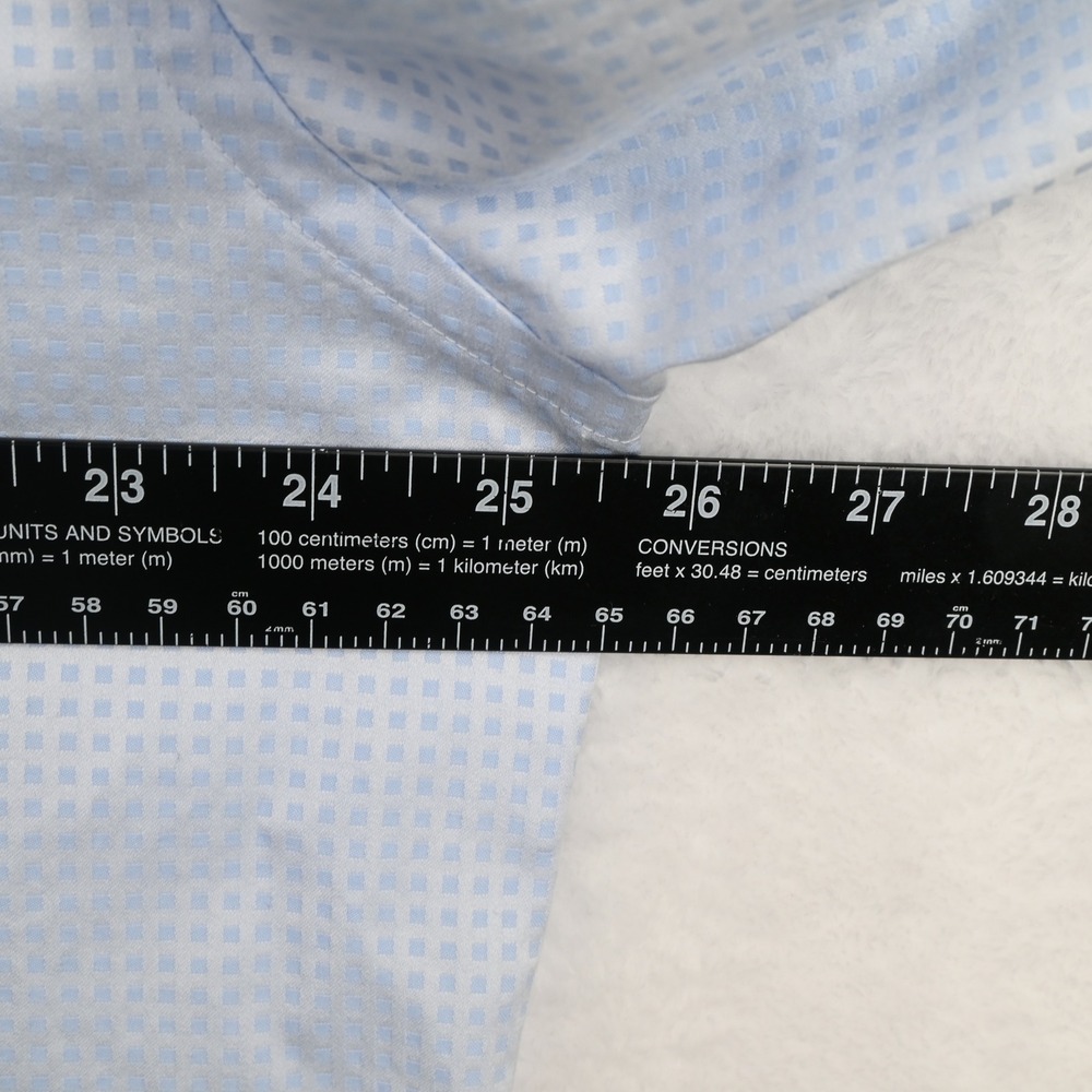 Bugatchi Button Up Shirt Men 3XL Light Blue Shaped Fit Micro Check Long Sleeve - Picture 5 of 7